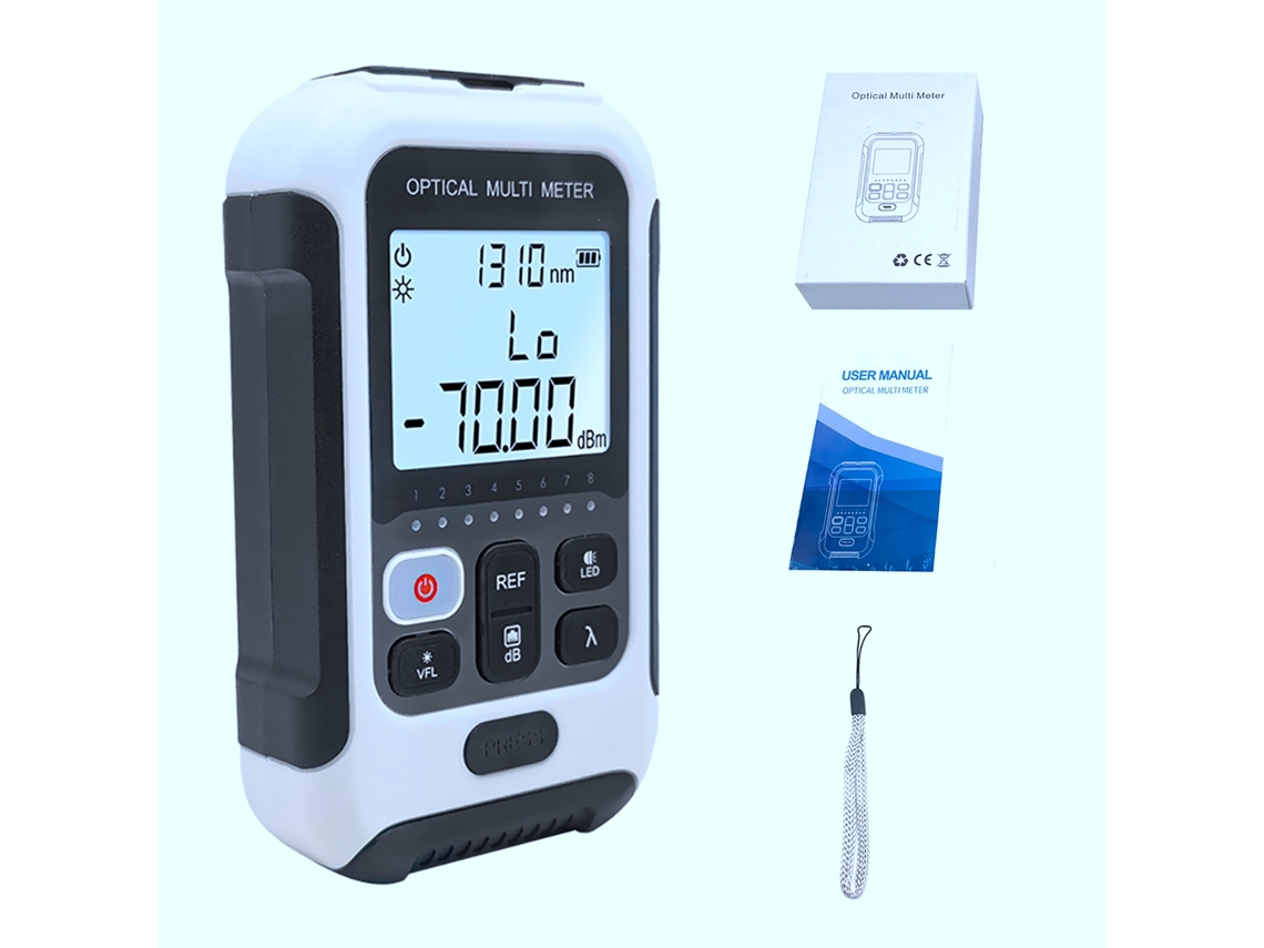Medidor De Potencia Óptica Multifuncional 3 En 1, Comprobador De Fibra Óptica Para Ingeniería De Comunicaciones, Blanco