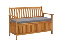 Banco de almacenamiento de jardín de 120 cm de madera maciza de acacia Dkd Home Decor