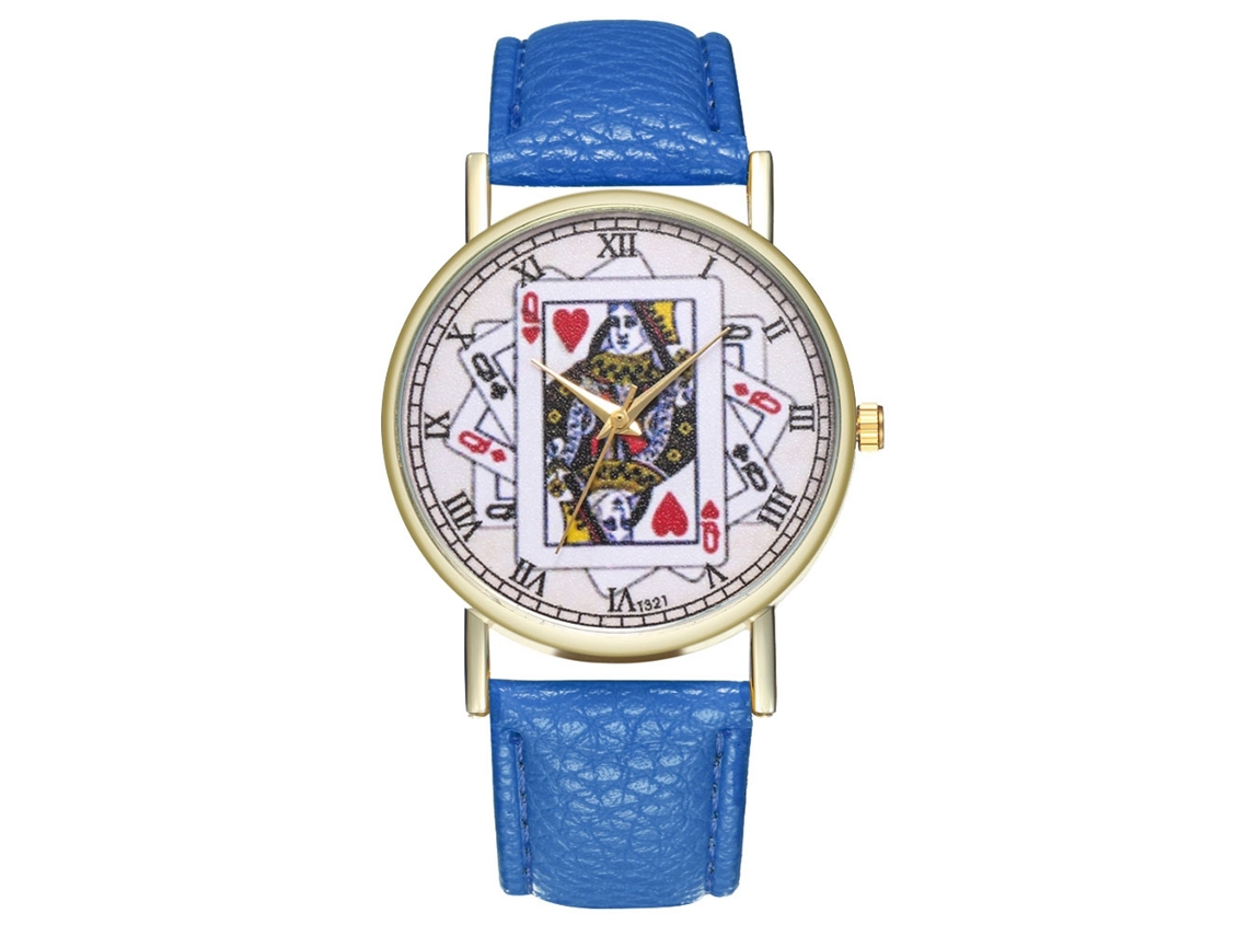 Reloj De Pulsera Unisex De Cuarzo Informal Y A La Moda Con Correa De Cuero Azul Oscuro.