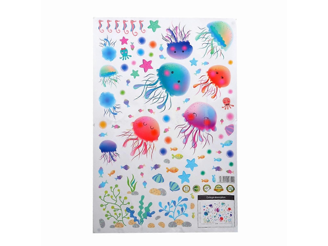 Adhesivo de pared removible e impermeable con forma de medusa para baño, 45x30cm, 1 unidad, Rosewell