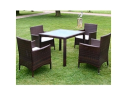 Juego de comedor de exterior de 5 piezas con cojines de mimbre sintético marrón de DKD Home Decor