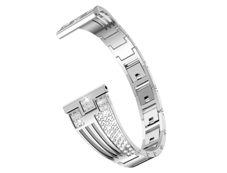 Correa de metal decoración de pedrería 22mm para Samsung Galaxy Watch3 45mm/Gear S3 Frontier/Gear S3 Classic/Huawei Watch GT3 Pro - plata