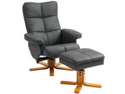 Sillón Reclinable, Reposapiés, 145°, 360°, Piel Sintética, 80x86x99cm, Gris Oscuro