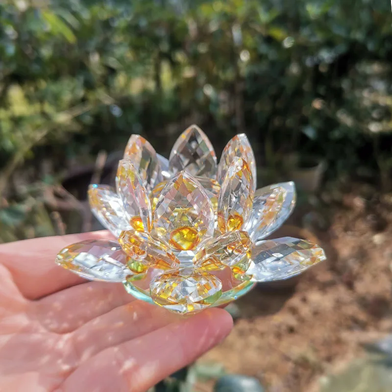 Adorno De Loto De Cristal (dorado), Adorno Artesanal De Vidrio