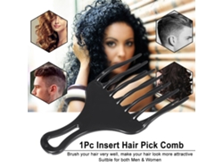 Peine De Pelo Afro Insertable De Plástico Con Piñas Altas Y Bajas, Herramienta De Estilismo Para Hombres Y Mujeres, Negro