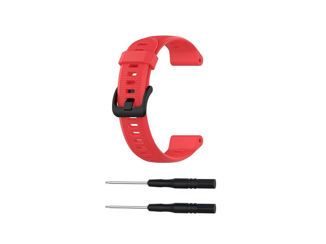 Correa de silicona roja con rayas horizontales para Garmin Instinct