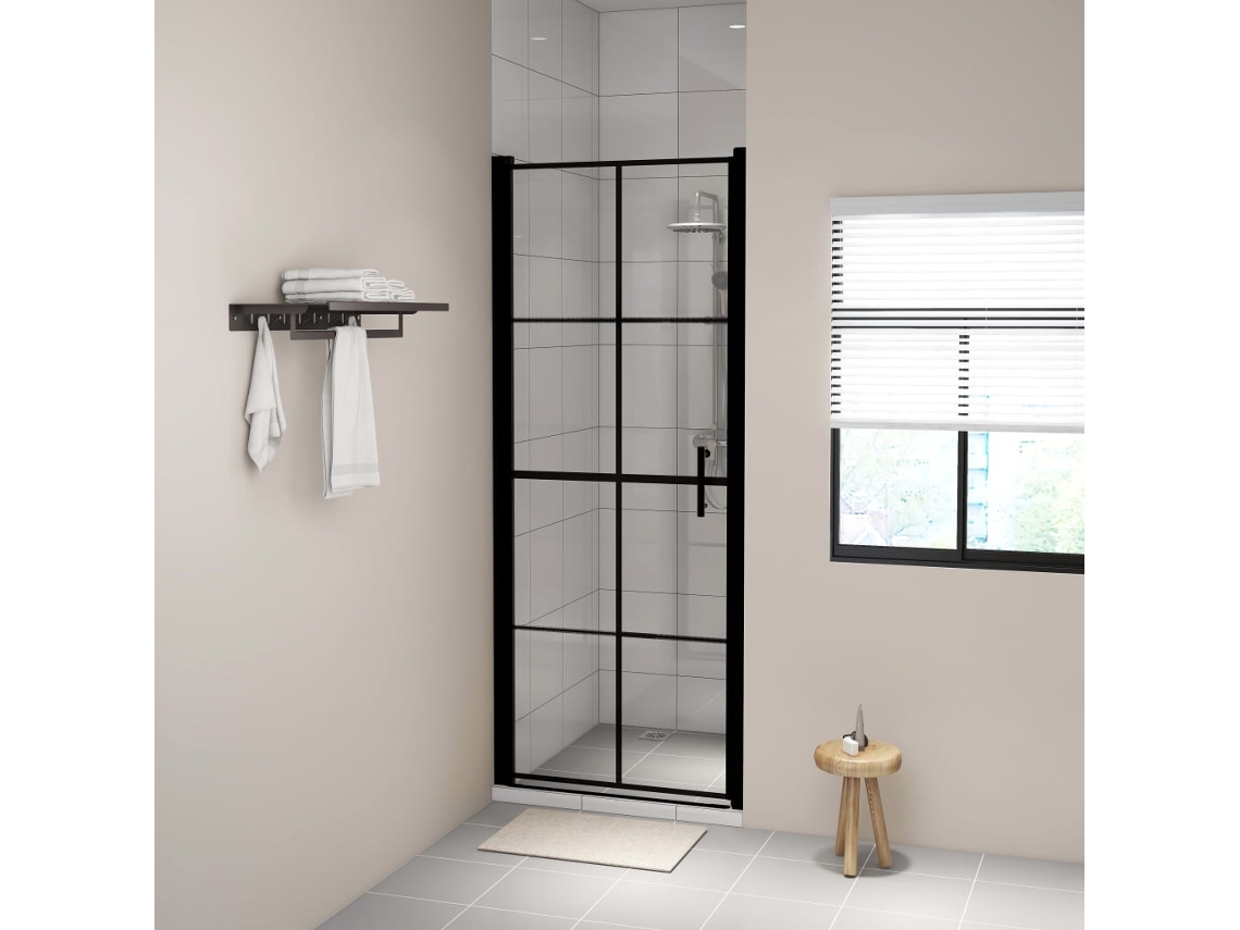 Puerta De Ducha De Vidrio Templado Negro 91x195 Cm