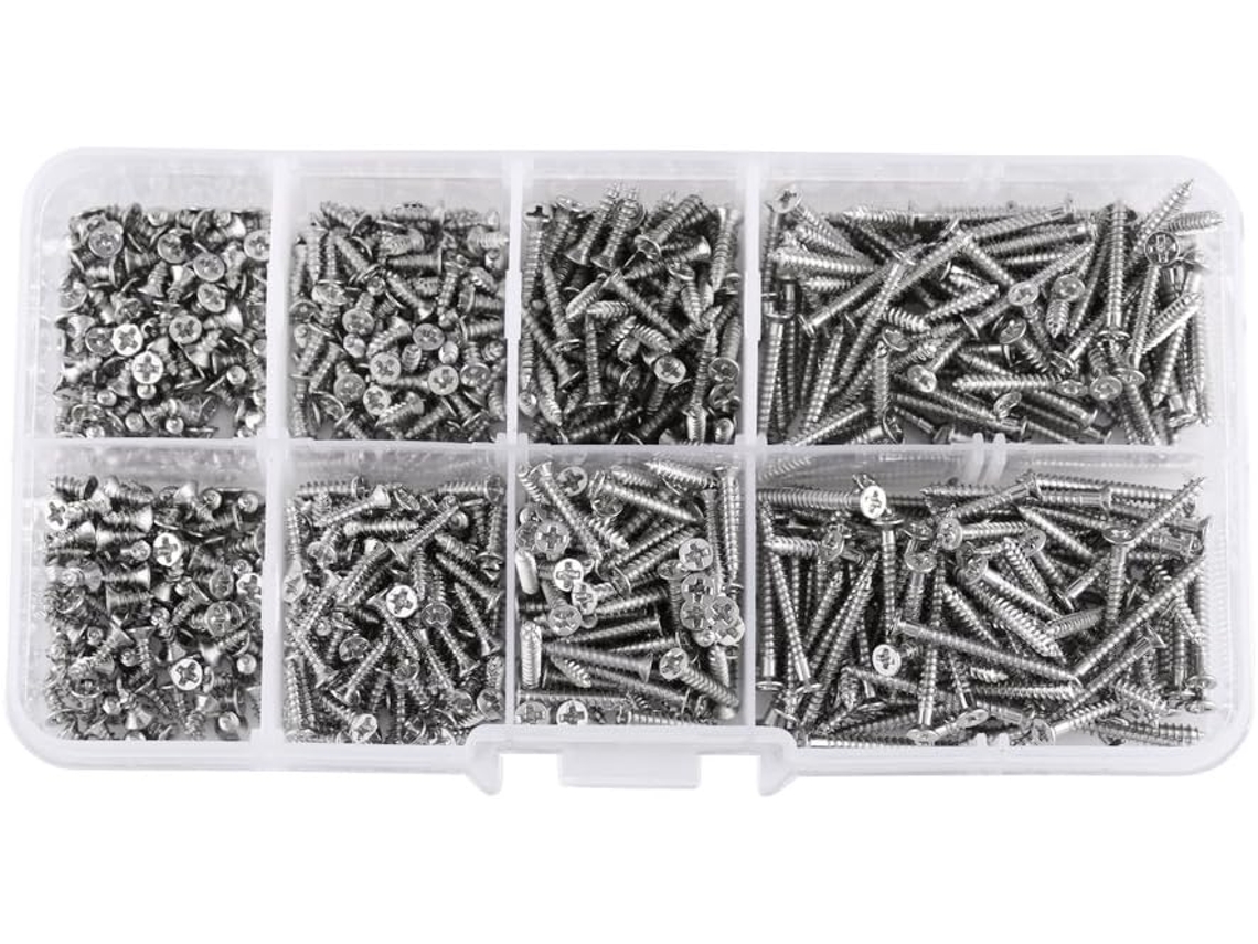 RNEMITERY Tornillos autorroscantes de punta afilada y rosca gruesa para carpintería, de acero al carbono para carpintería a máquina, con superficie niquelada de