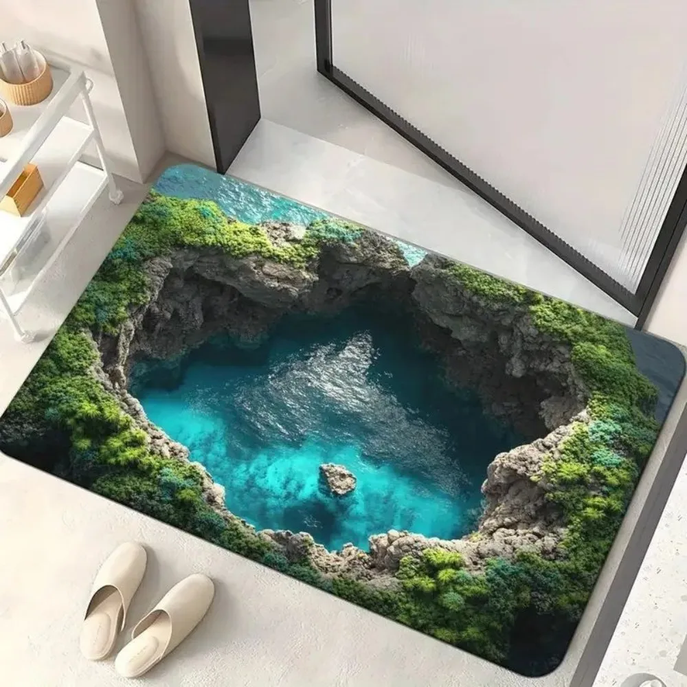 (estilo 3 80x120cm) Alfombra De Baño Antideslizante 3d, De Secado Rápido, Antideslizante