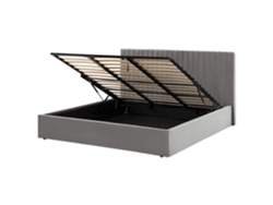 Cama con almacenaje BELIANI Vion de Terciopelo Gris 197x216x110