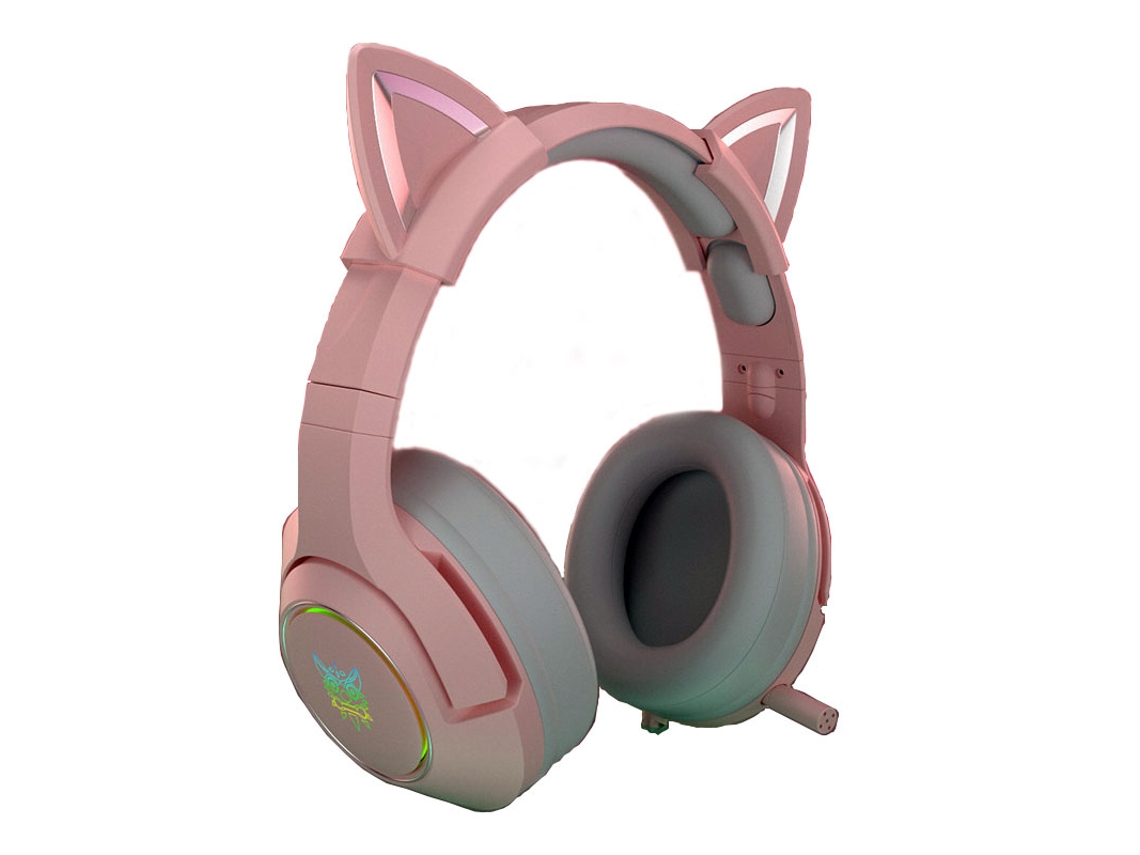 Auriculares con cable SZSMART K9 con reducción de ruido para el oído de gato (On ear-micrófono-pink)