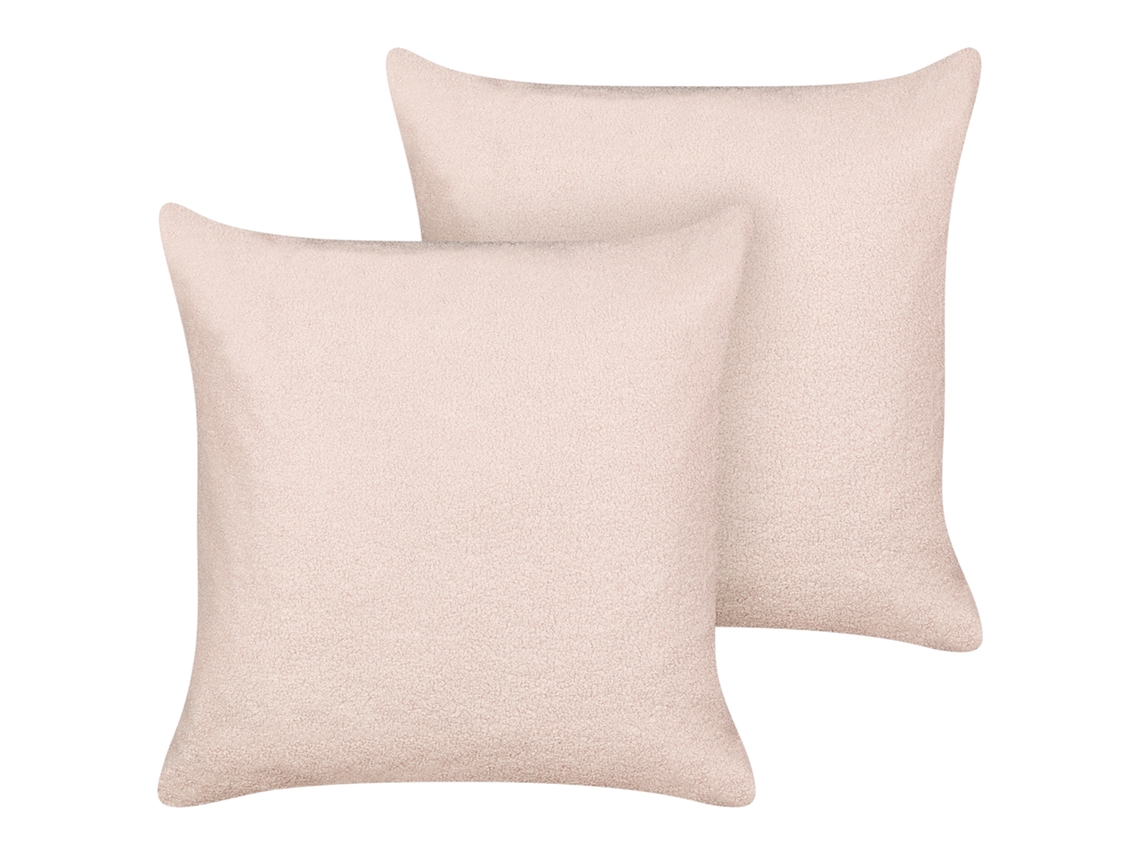 Cojines decorativos de estilo moderno BELIANI Leuzea de Bouclé Rosa 60x60x4