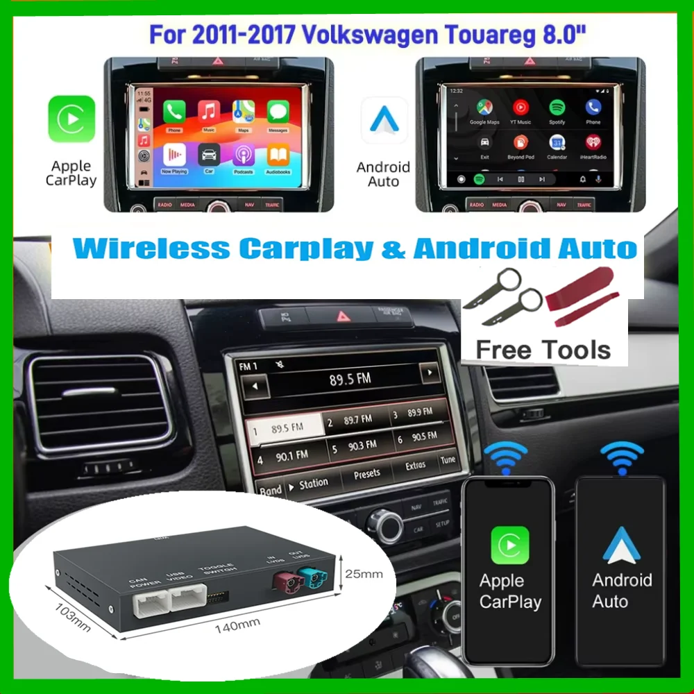 Adaptador inalámbrico Carabc Carplay Android Auto para VW Touareg de 8 pulgadas con módulo de adaptación Airplay RNS850