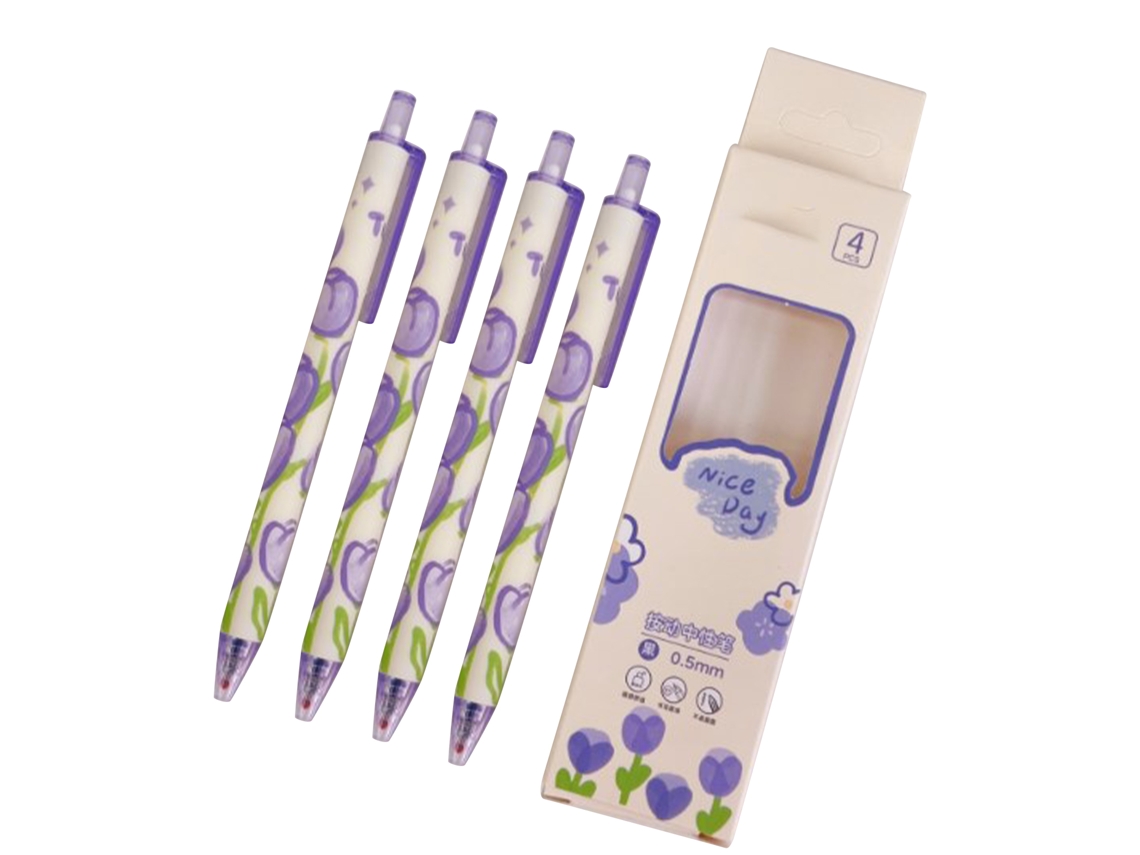 4pcs Bolígrafos Gel Retráctiles 0.5mm Punto Fino Tinta Negra Suave Para Estudiantes Y Profesores