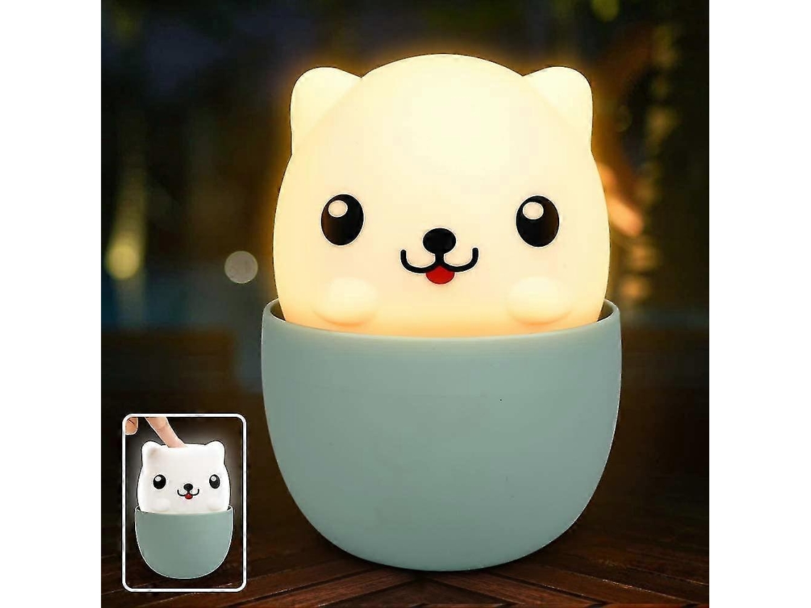Rebe-lámpara Nocturna Led Portátil Infantil Usb De Silicona Con Luz Amarilla/blanca