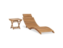 Tumbona plegable Mueble para patio Asiento de jardín con mesa de madera maciza de teca