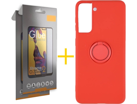 Carcasa + 2 Protectores de Pantalla para Samsung Galaxy S22 Plus 5G SKYHE Rojo