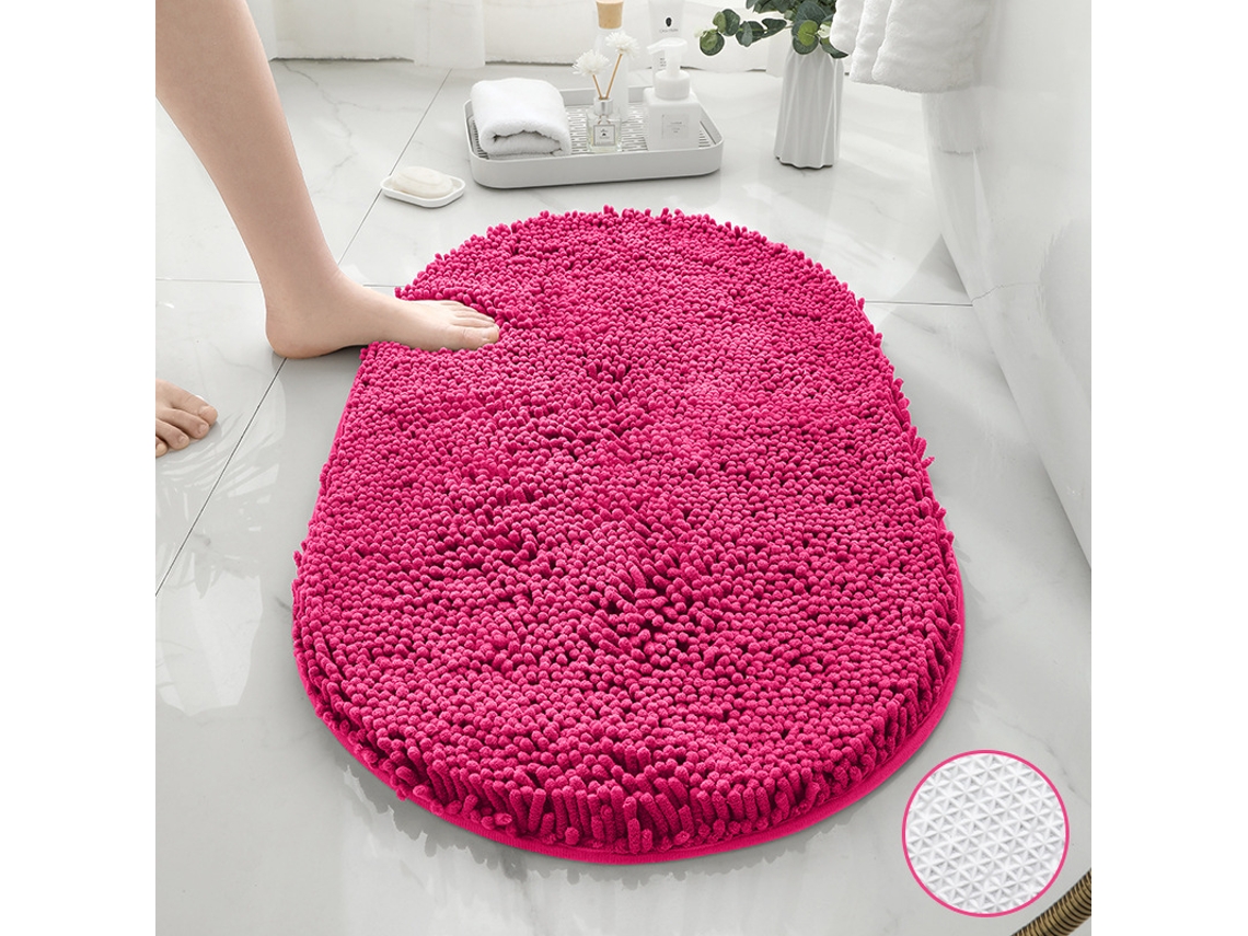 Alfombra de Baño LUUCOZK Antideslizantes Decoración Baño Secado Rápido Absorbentesparte Inferior Poliéster Rosa (50x80cm)