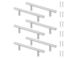 Tiradores De Acero Plateado 6 Unidades 96mm Con 12 Tornillos, Para Cajones, Armarios Y Roperos Domésticos.