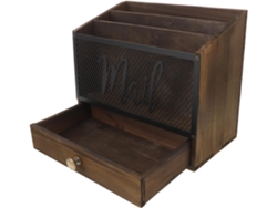 Organizador De Escritorio De Madera Con Compartimentos Y Cajón Para Documentos Y Correo.