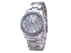 Reloj Hombre Con Strass Correa De Acero Moda Empresarial Cuarzo Zlf-0188 Plata