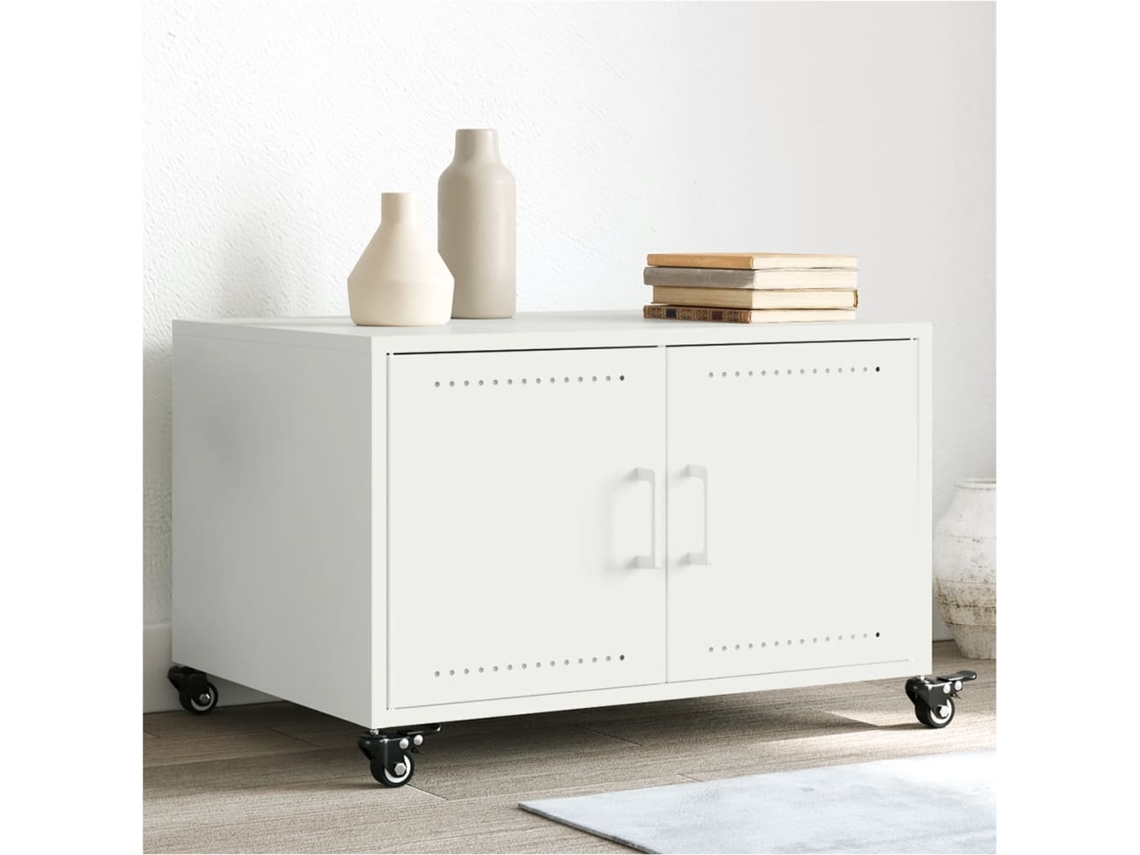 Mesa de centro HARLANV1 con estructura de acero blanco (68x50x43,5 cm)