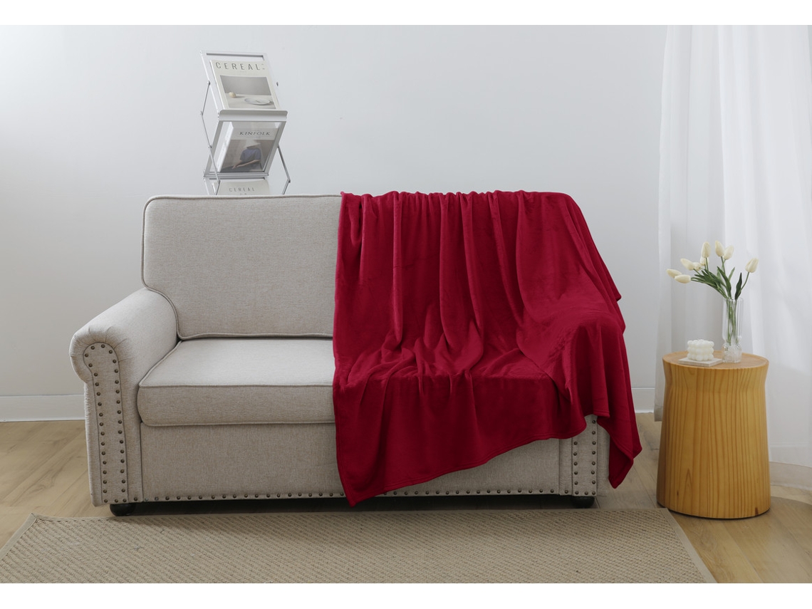 Manta Lisa de felpa larga y gruesa color burdeos 130*160cm-BOD HOME