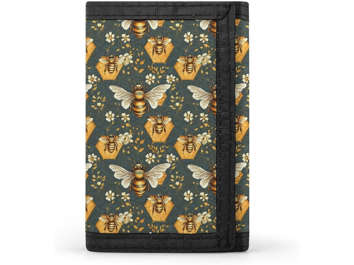 Cartera Compacta Poliéster Con Cremallera Para Hombre Diseño Estampado