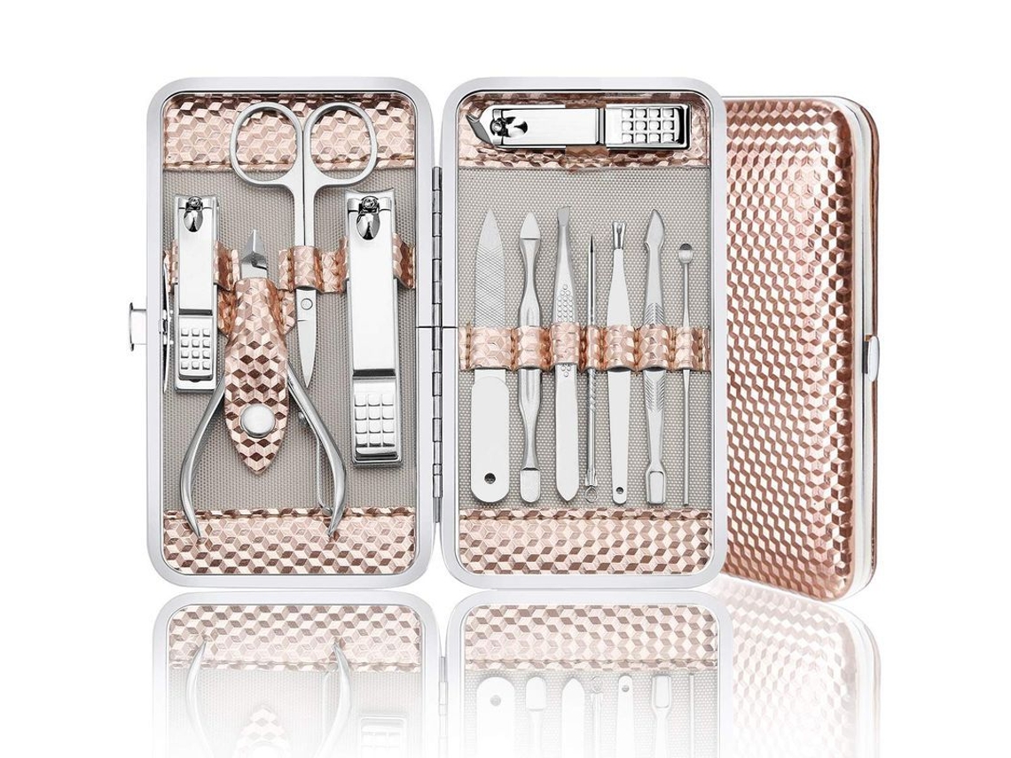 Kit De Manicura De Acero Inoxidable De 12 Piezas Para Mujer (oro Rosa)