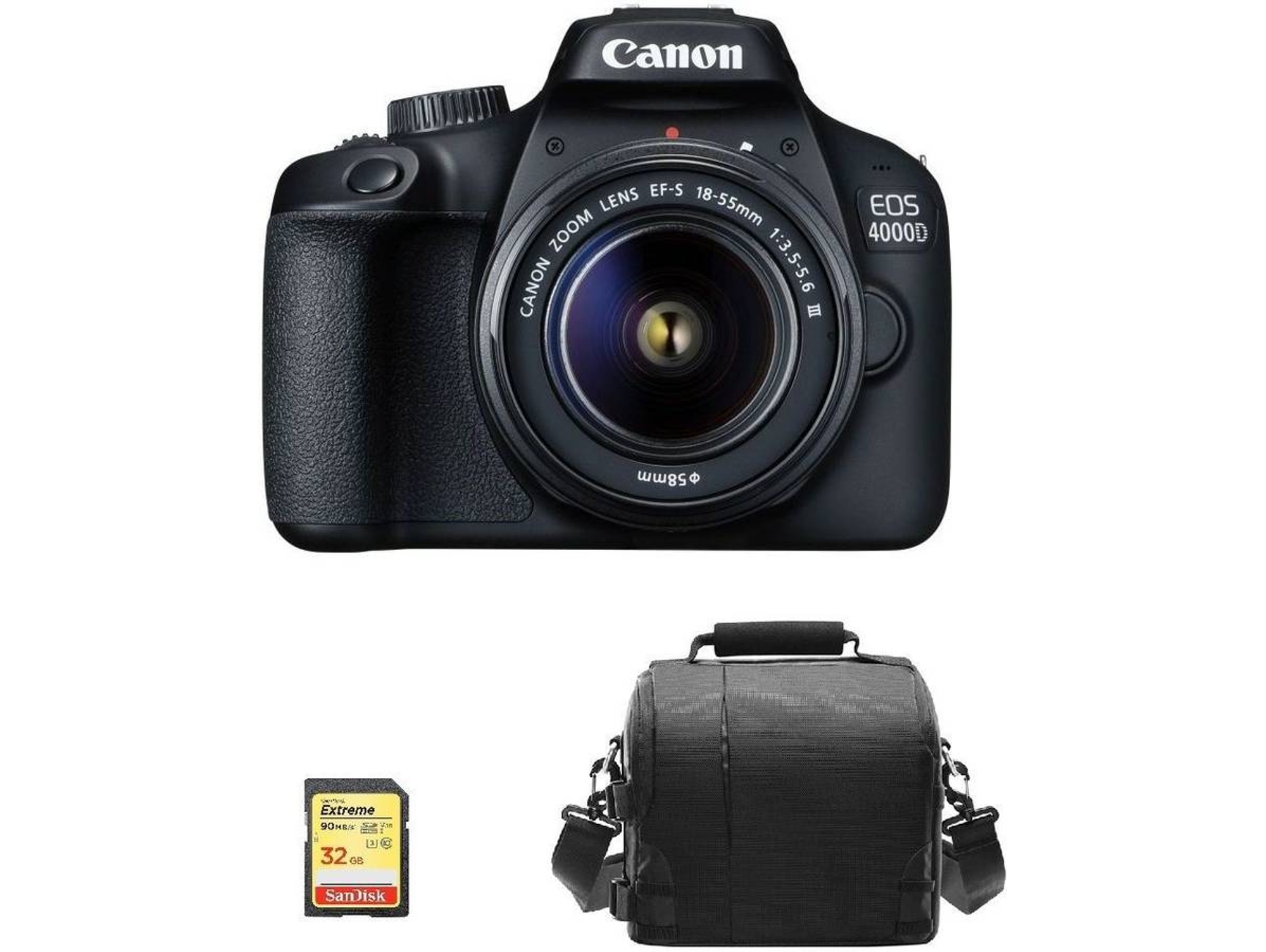 Kit Cámara Réflex CANON EOS 4000D EF-S 18-55 MM F3.5-5.6 III + 32 GB SD + Bolsa