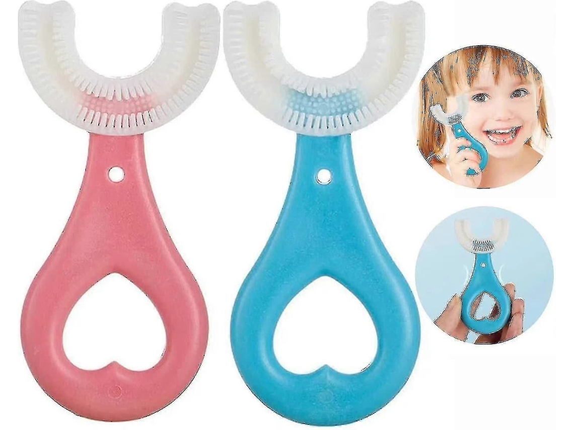 Cepillo de dientes infantil en forma de U, 2 unidades, cabezal de silicona GOKOCO