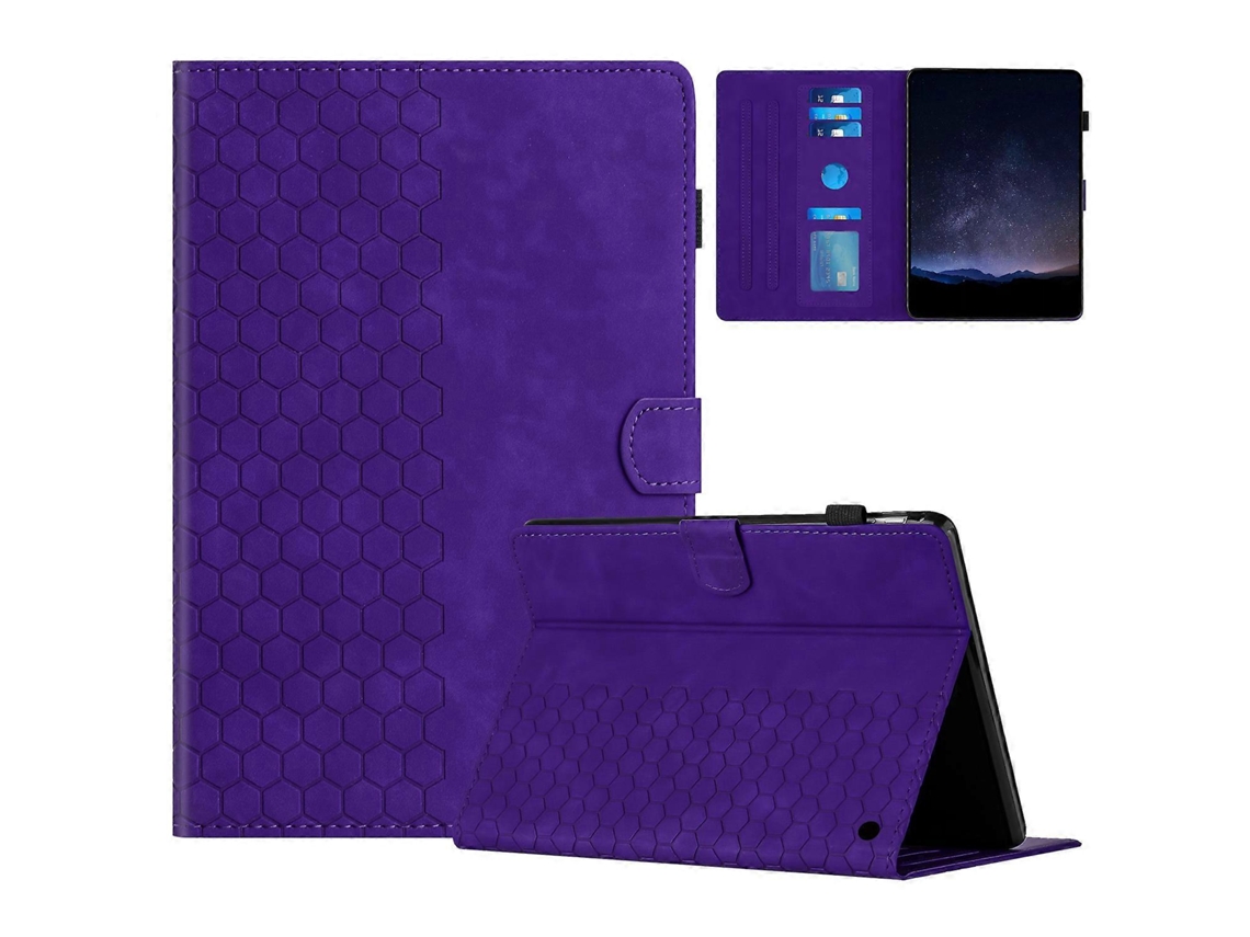 Funda de piel con diseño de panal y ranura para tarjetas para Amazon Fire HD 8 (2020), color morado (2022)