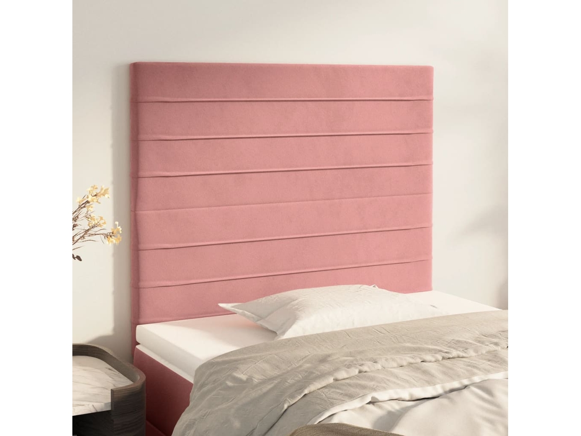 Cabeceros 2 Unidades De Terciopelo Rosa 90x5x78/88 Cm