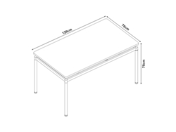 Mesa de comedor Hemnes rectangular 4 personas acero MDF 120x70x75 cm - Efecto roble Negro [EN.CASA]