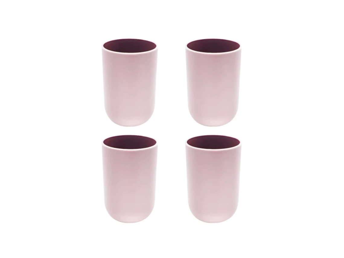 HYMNORA Vasos de polipropileno de primera calidad con uso multifuncional, ecológicos y aptos para lavavajillas, para baño y dormitorio (rosa)