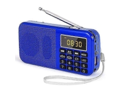 Radio portátil GOKOCO J 725 FM, recargable, digital, con reproductor USB/SD/TF/AUX, linterna, despertador y pantalla LED.