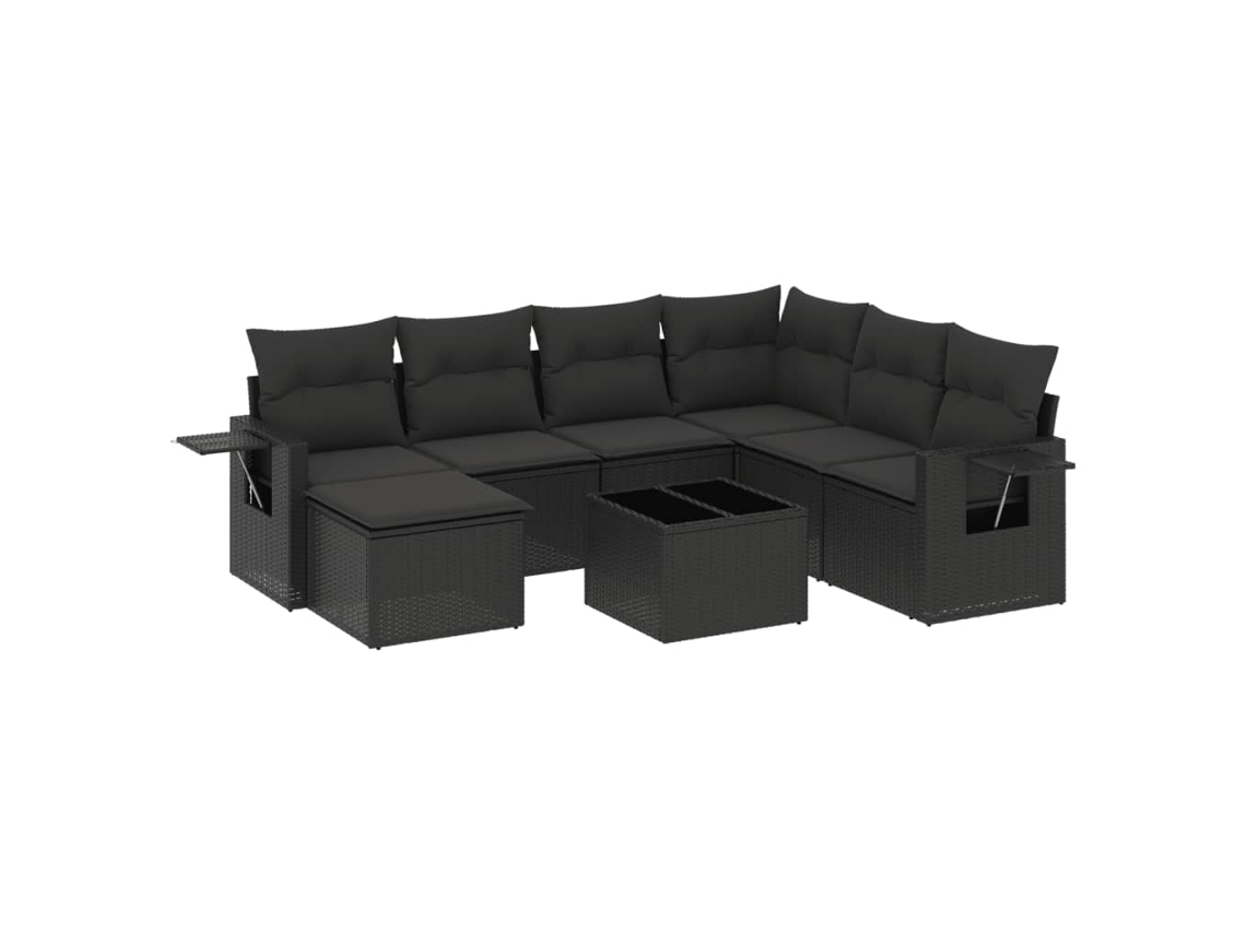 Maison Exclusive - Set De Sofás De Jardín 8 Piezas Y Cojines Ratán Sintético Negro