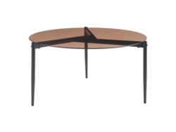 Mesa de centro redonda Ulökantaa, cristal ahumado, Ø80x40 cm, marrón, [EN.CASA]