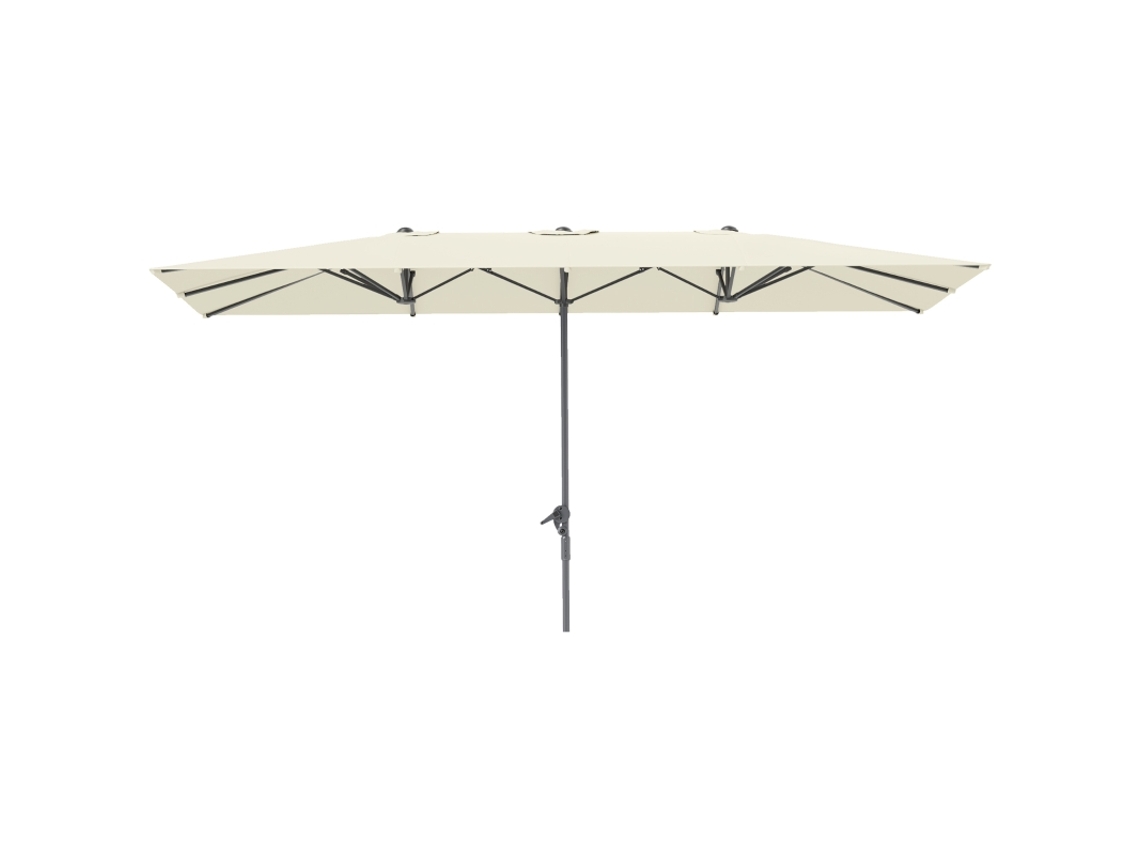 Paraguas Doble Con Manivela 451 X 264 Cm, Protección Uv 50+, Toldo Estable Para Jardín, Terraza Y Balcón, Crema Claro