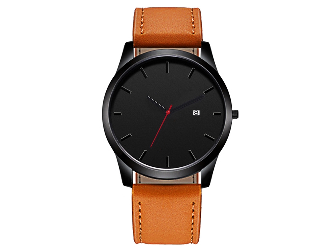 Reloj De Pulsera De Cuarzo Para Hombre Vansvar Con Correa De Piel Sintética, Estilo Casual Sencillo, Marrón Y Negro.