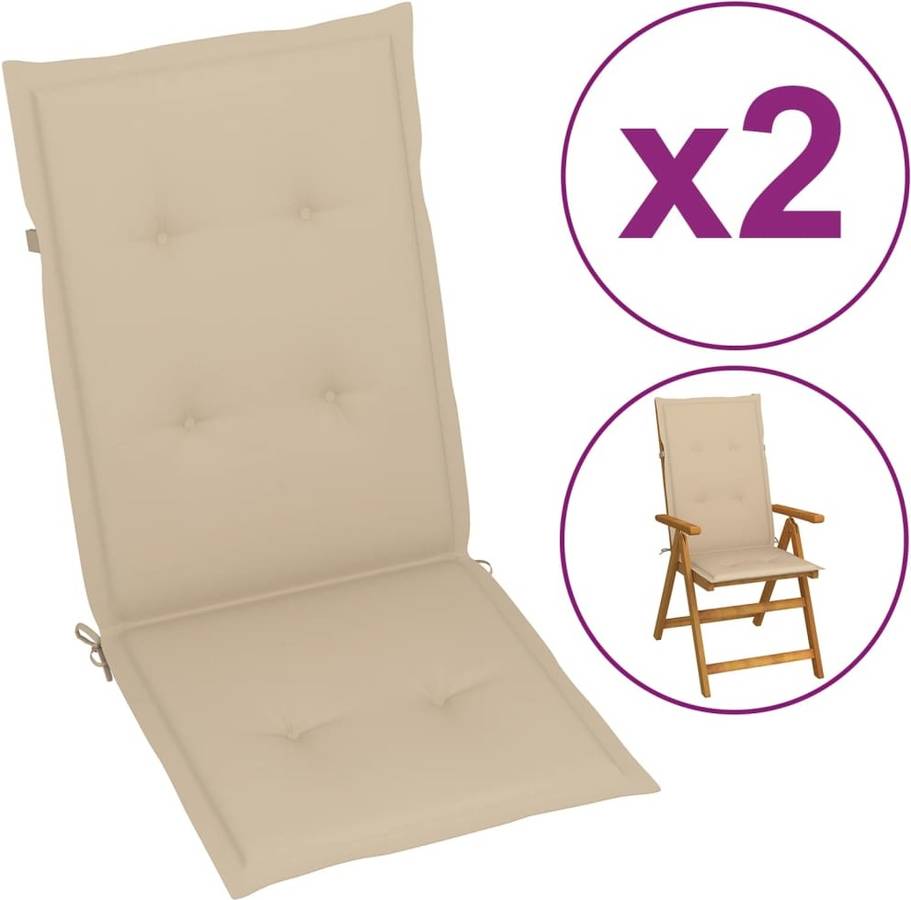 Cojines Para Sillas de vidaxl 2 unidades beige 120x50x3 cm 120x50x4 120 50 4