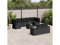 Conjunto de sofás de jardín de 10 piezas DKD Home Decor con cojines de mimbre negros