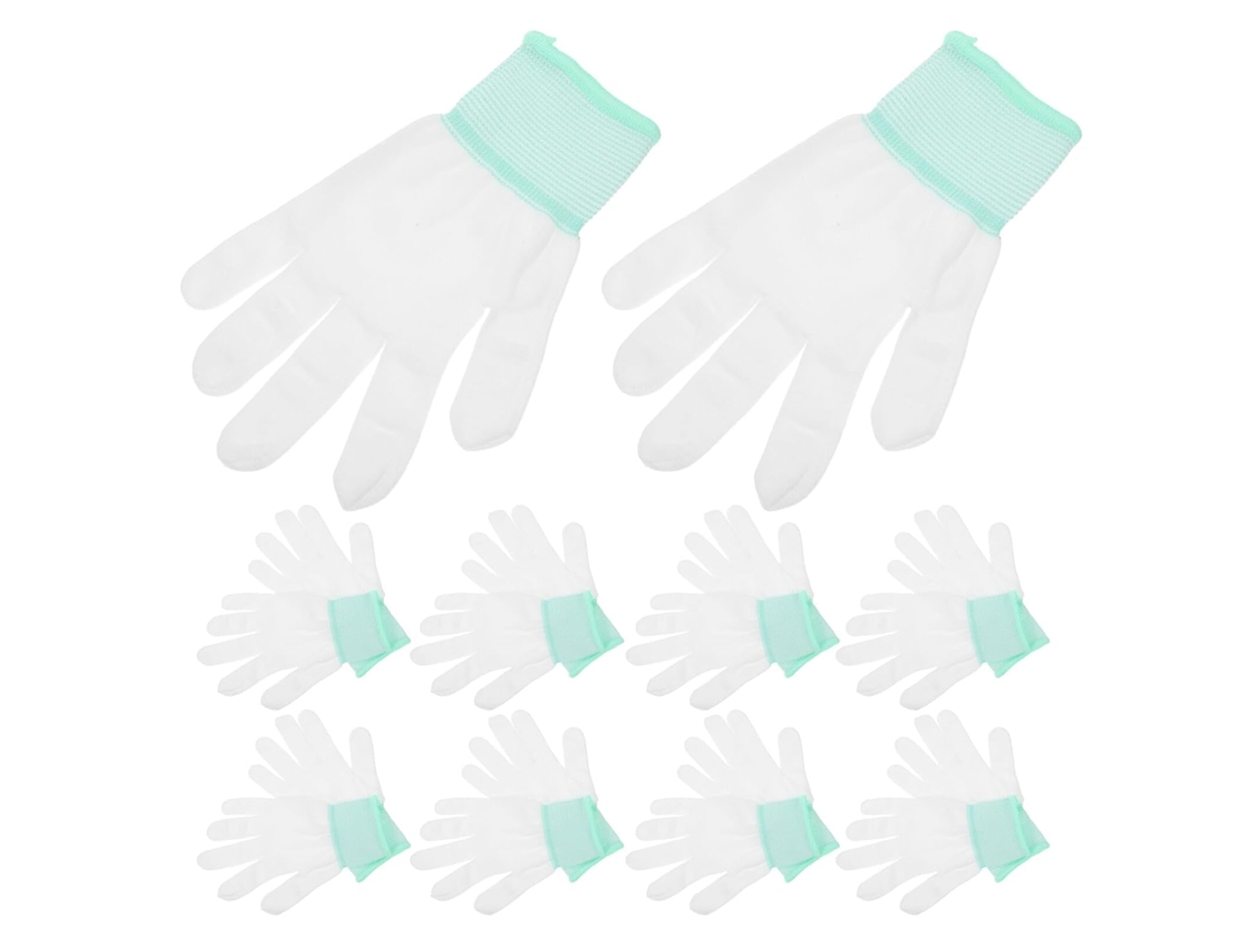 Manoplas Blancas Antiestáticas De Nailon De 13 Hilos, Paquete De 12