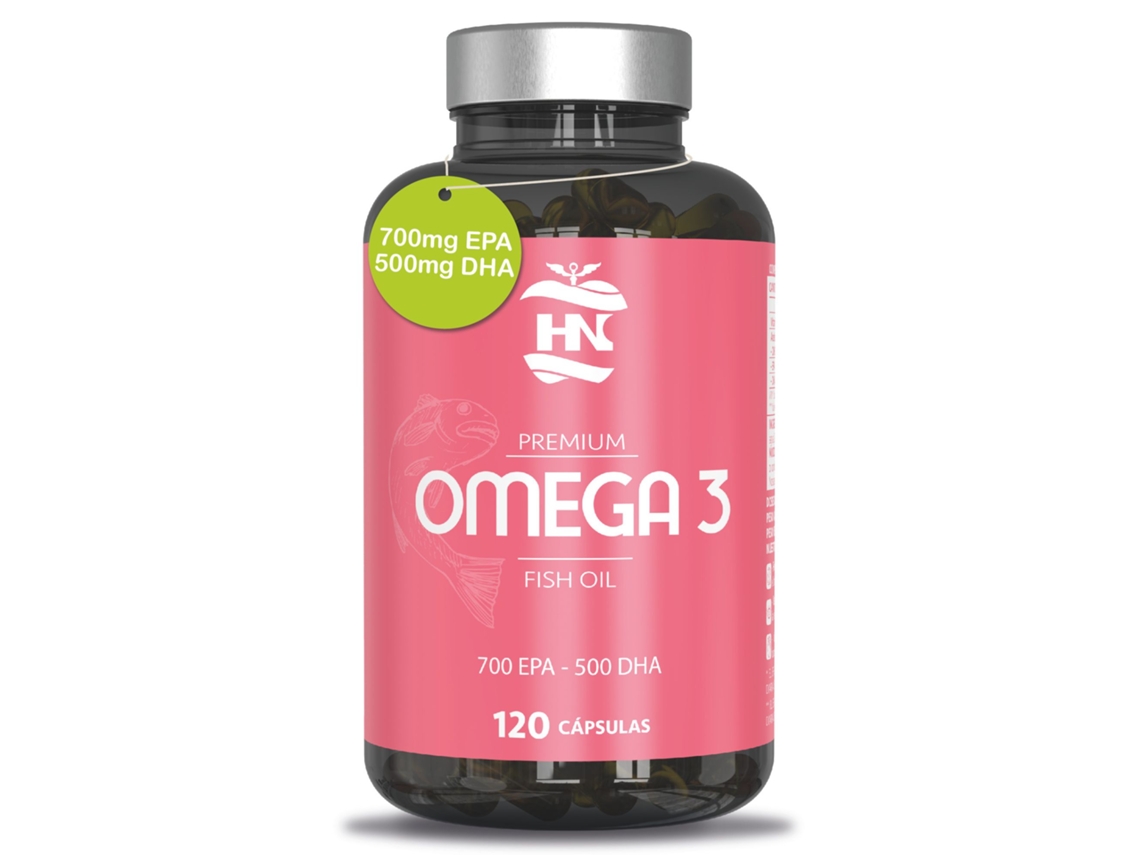 Cápsulas de Omega 3 2000 mg a base de aceite de pescado. 120 cápsulas blandas con ácidos grasos Omega 3: 700 mg de EPA, 500 mg de DHA y vitamina E.