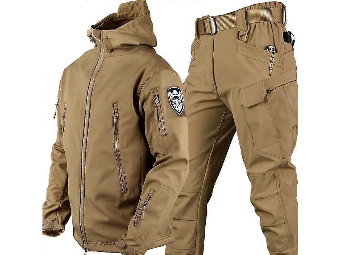 Conjunto De Chaqueta Y Pantalón Softshell De Camuflaje Con Textura De Piel De Tiburón Para Hombre, Impermeable Y Cortavientos, Grueso, Táctico Militar De Invierno.