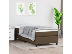 Cama Box Spring Con Colchón Tela Marrón Oscuro 80x200 Cm
