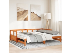 Sofá Cama Nido Con Colchones Madera Maciza Marrón 90x190 Cm