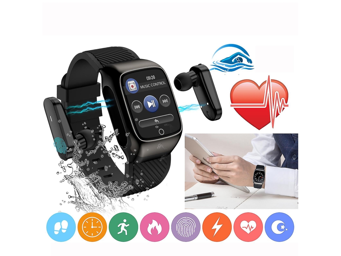 Reloj inteligente 2 en 1 con auriculares inalámbricos TWS Bluetooth 5.0, auriculares deportivos táctiles para bicicleta eléctrica Ly