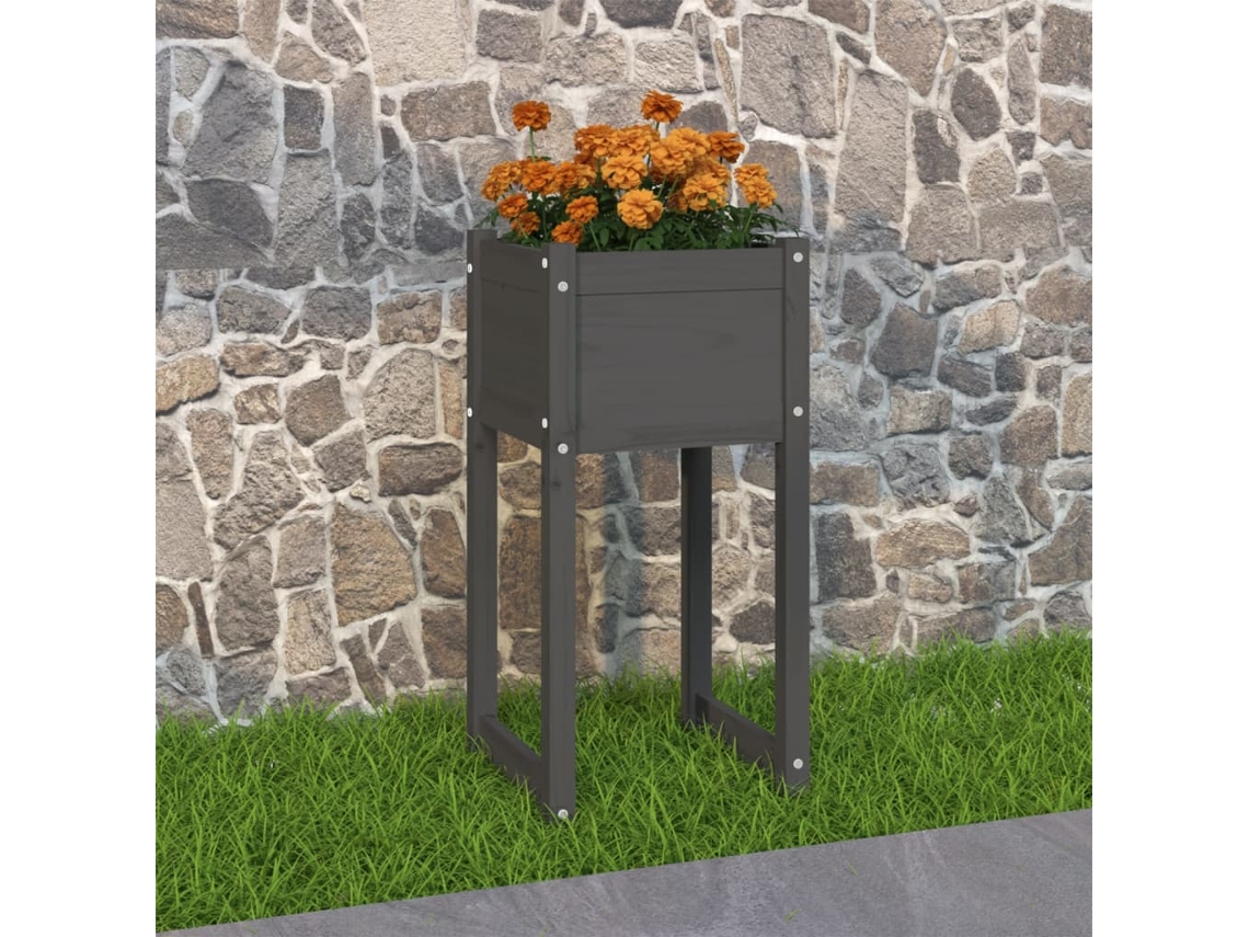 Macetero/Jardinera 40X40X81 cm Pino Macizo Gris