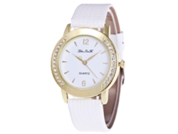 Reloj De Pulsera Para Mujer Con Diamantes De Imitación, Movimiento De Cuarzo Analógico, Esfera Redonda, Blanco, A La Moda.